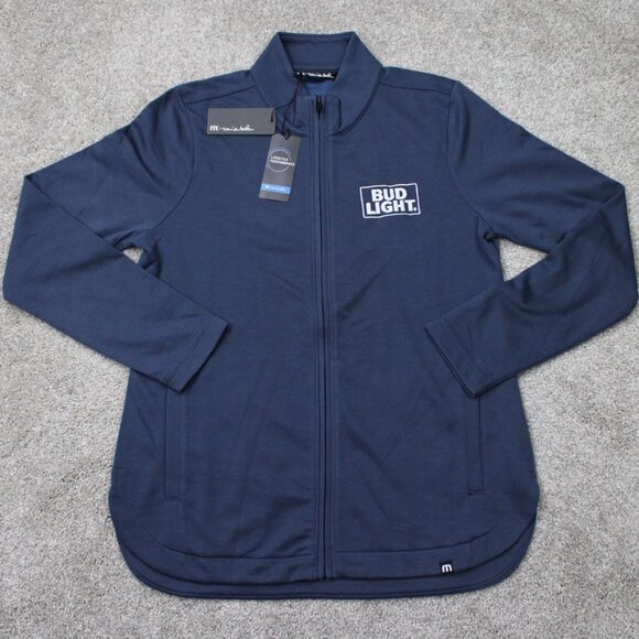 Travis Mathew Sweatshirt NWT Women Small Blue Coveside Full Zip Jacket Bud Light - Picture 1 of 16